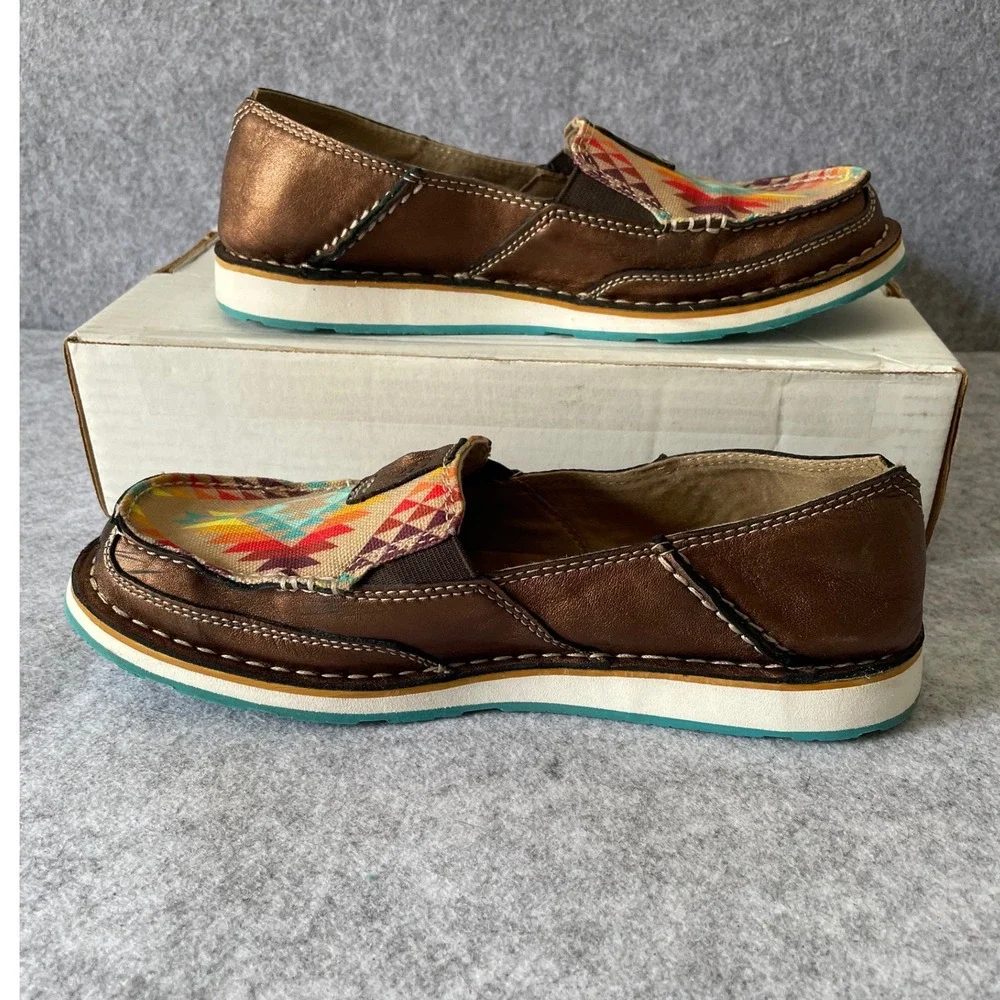 Ariat Cruiser Womens Metallic Bronze Serape Southwestern Slip On Loafers Shoes